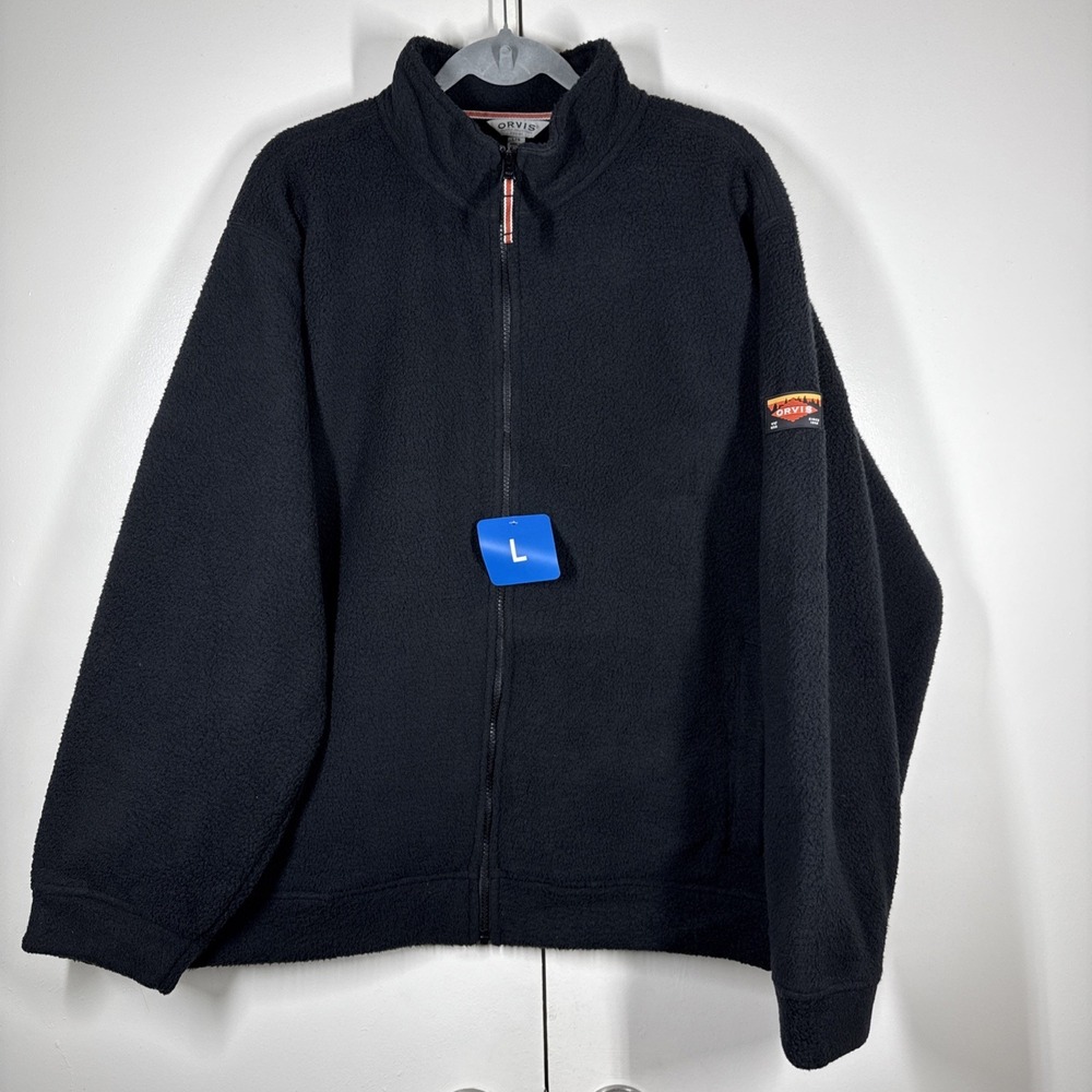 Orvis Men's Sz L Heavyweight Full-Zip Fleece Jacket Black NWT